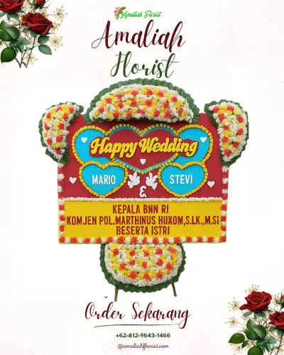 Karangan Papan Bunga Pernikahan di Madula